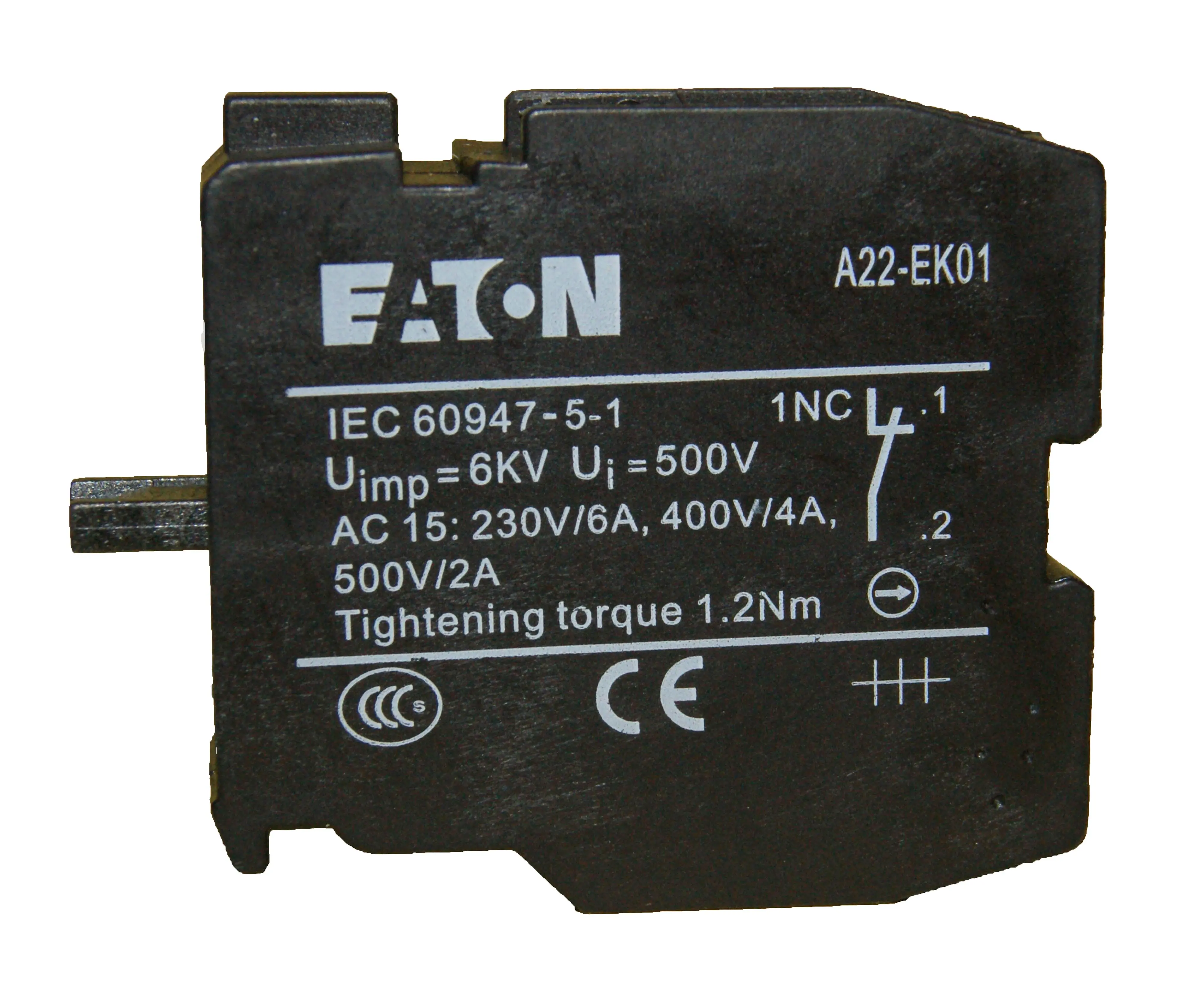 A22EK01 CONTACT ELEMENT  15AC  230V  6A  400V 4A 500V 2A