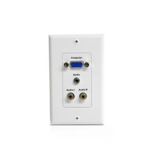 PLACA DE PARED VGA CON TOMA MINI-JACK DE 3.5MM Y RCA BLANCO