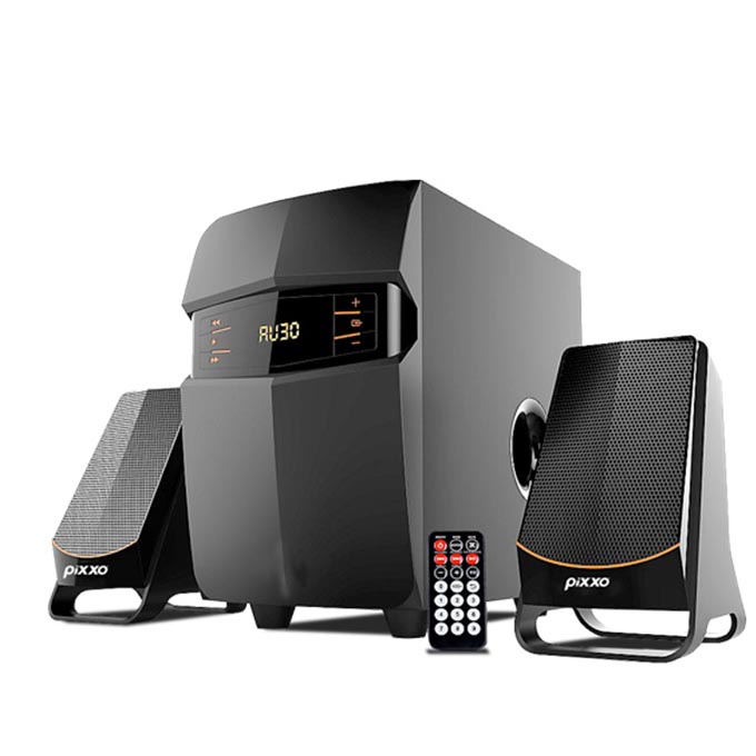 BOCINAS SP300 PIXXO MM 2.1 1000W PANTALLA LED DIGITAL,CT REMOTO, FM