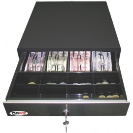 CAJON DE DINERO POSLINE CD020K NEGRO  90X350X405MM 8 MONEDAS/4 BILLETS