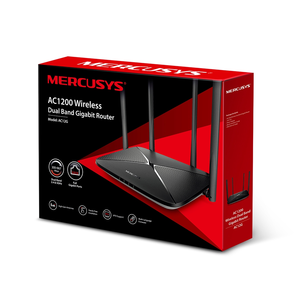 MERCUSYS AC12G, WIFI, NEGRO, 2.4 - 2.5 GHZ , 5.15 -5.35 GHZ