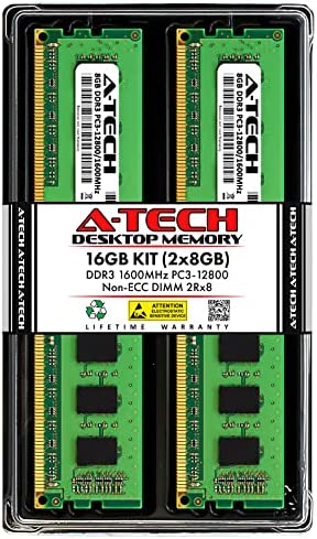 A-Tech - Kit de memoria RAM de 16 GB (2 x 8 GB) para Dell OptiPlex 9020, 9010, 7020, 3020, 3010, XE2 (USFF/SFF/MT/DT) | DDR3 1600 MHz DIMM PC3-12800 UDIMM actualización de memoria
