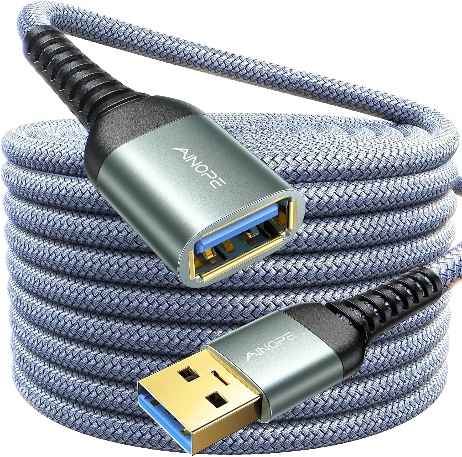 AINOPE - CABLE DE EXTENSIÓN USB 3.0 DE 16 PIES TIPO A, MACHO A HEMBRA. CABLE DE EXTENSIÓN DE ALTA TRANSFERENCIA DE DATOS
