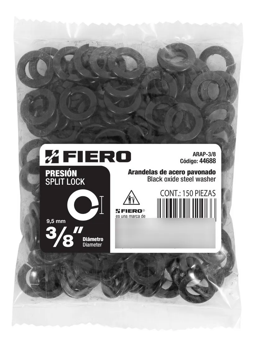 Fiero Bolsa Con 150 Arandelas De Presión De 3/8