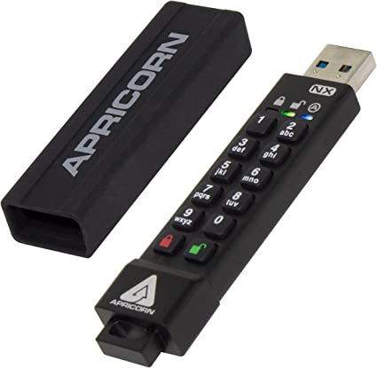 Apricorn Aegis Secure Key 3 NX 32 GB 256 bits cifrado FIPS 140-2 nivel 3 validado Secure USB 3.0 Flash Drive, ASK3-NX-32GB, negro