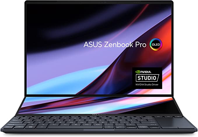 ASUS Zenbook Pro 14 Duo OLED de 14.5 pulgadas 2.8K OLED Touch, frecuencia de actualización de 120 Hz, pantalla Plus, CPU Intel i9-12900H, RTX 3050Ti, 32 GB de RAM, SSD de 1 TB, Windows 11 Home, negro tecnológico, UX8402ZE-DB96T
