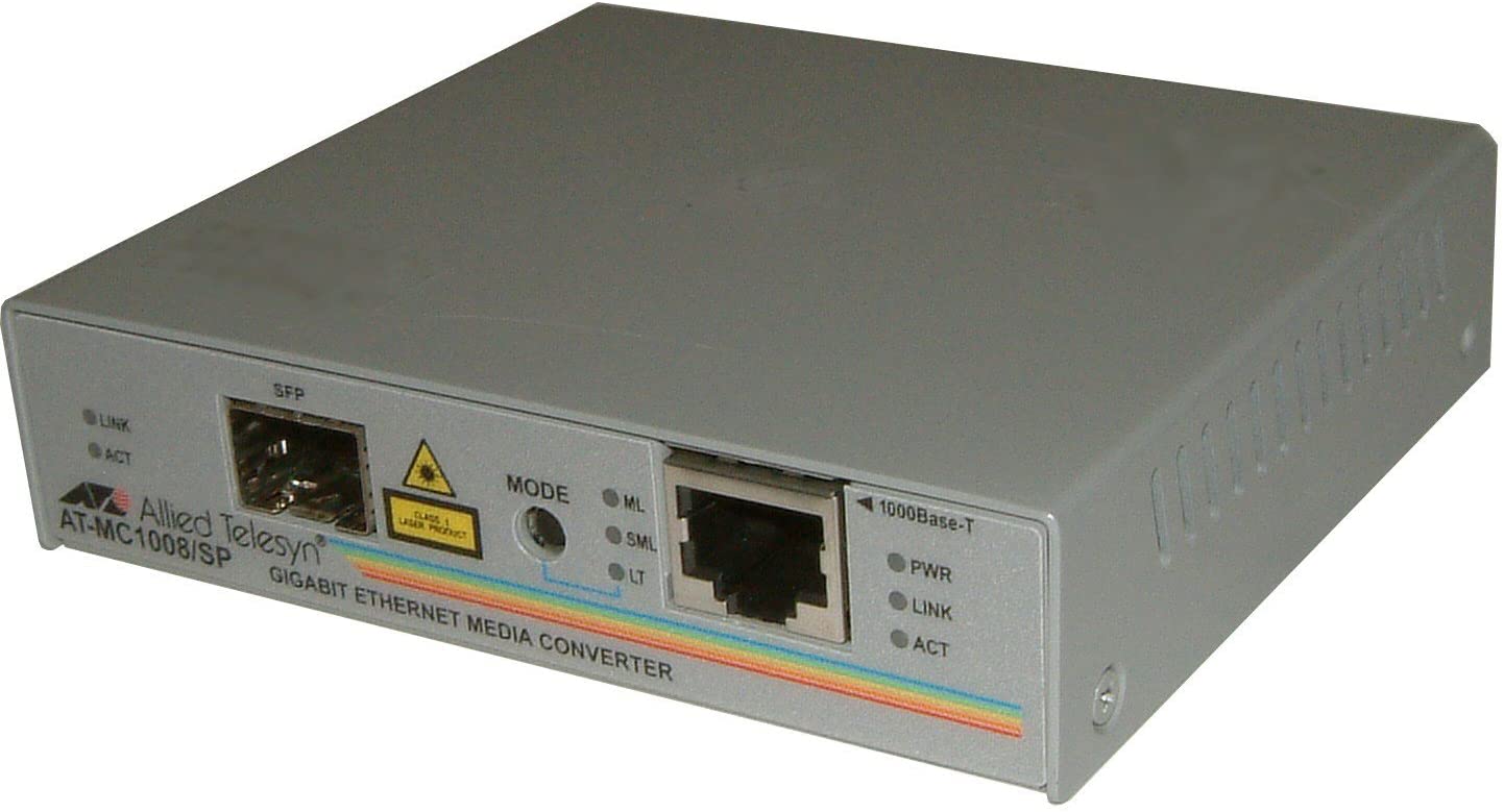1000 MB/s Media Converter SPF ranura de fibra optica AT-MC1008-SP-60-SFP