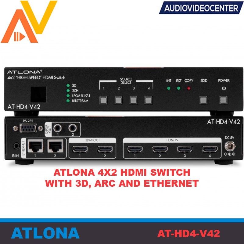 ATLONA SWITCH HDMI 4X2 ARC, ETHERNET 4 ENTRADAS VIDEO 3D