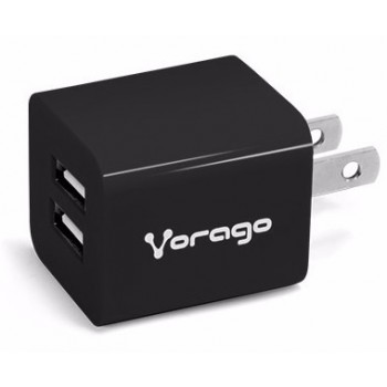 CARGADOR PARA PARED VORAGO 2 PUERTOS USB NEGRO BLISTER AU-106-BK