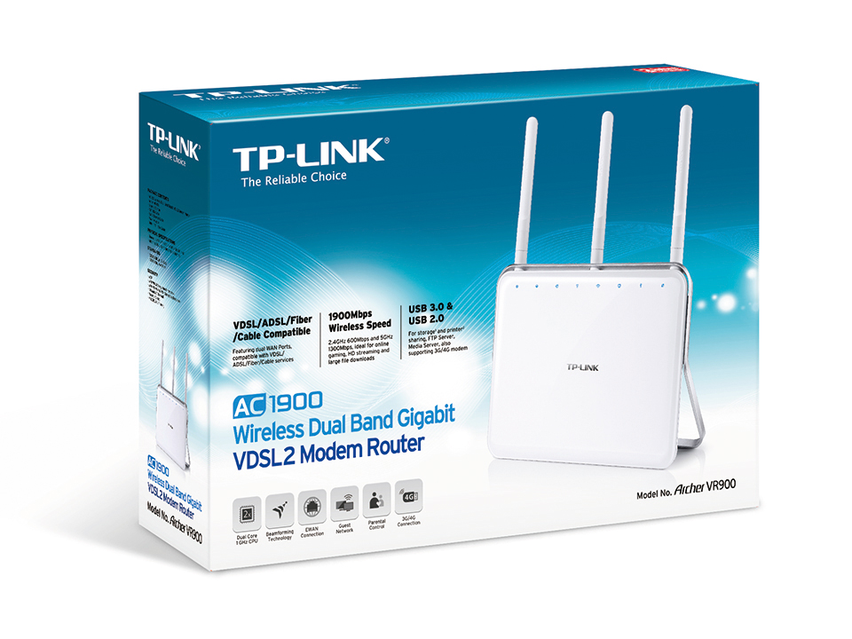 Módem Router Inalámbrico Banda Dual VDSL/ADSL Gigabit AC 1900