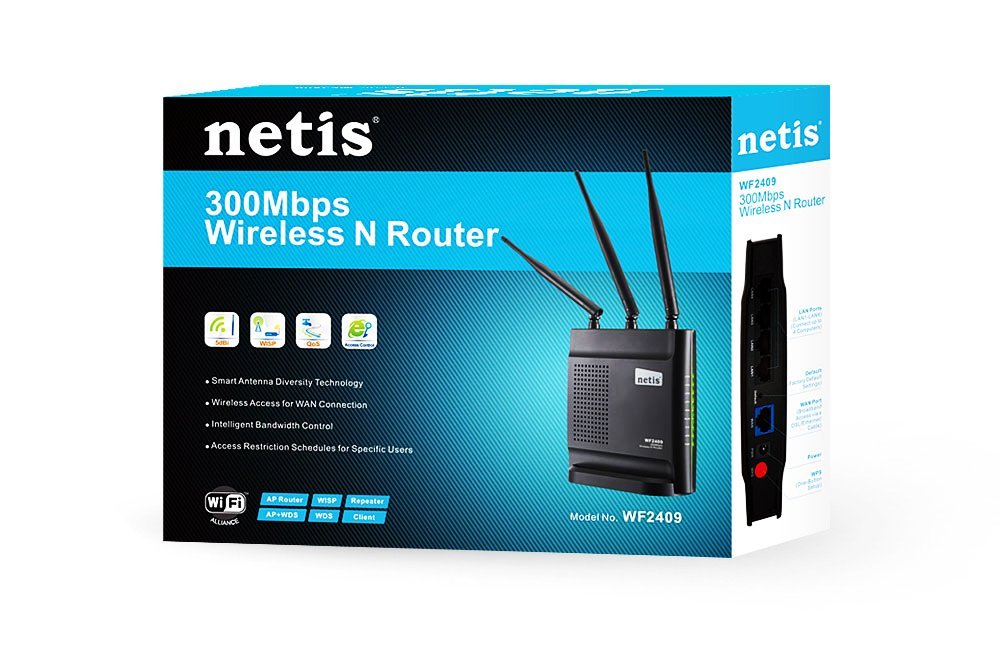 Netis Wireless N 300Mbps Broadband Router/Access point/Repeater/Client with Three 5dBi Antennas (WF-2409)