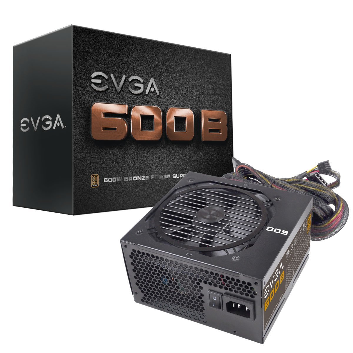 EVGA 600 B1 100-B1-0600-KR 80+ BRONZE 600W Includes FREE Power On Self Tester Power Supply