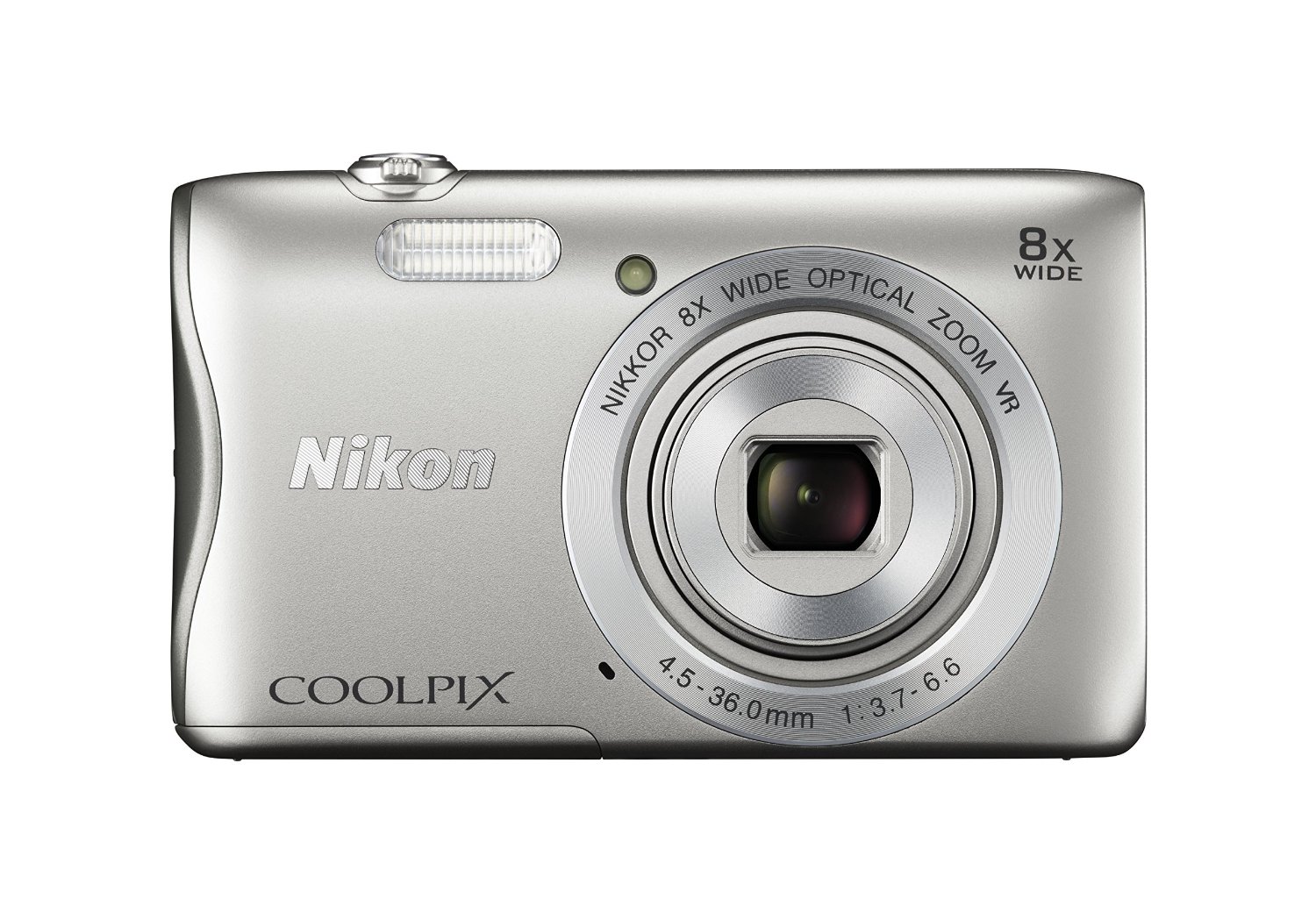 Nikon COOLPIX S3700 Digital Camera with 8x Optical Zoom and Built-In Wi-Fi (Silver)