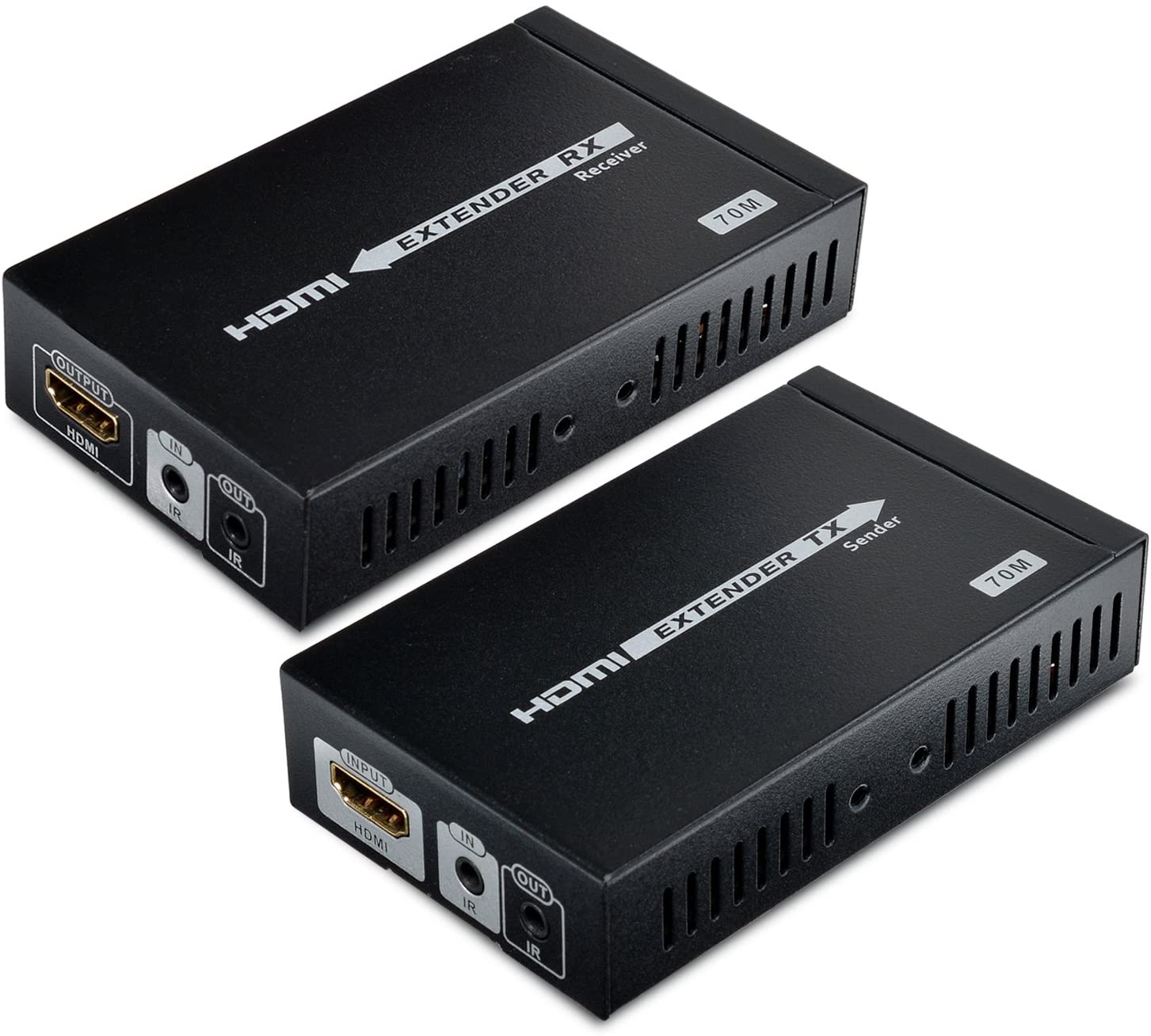 AGPtek HDBaseT HDMI Extensor de Cable Único CAT5E/6/7 hasta 70m con Soporte Remoto Bidireccional IR 4Kx2K, 3D, 1080P Profundidad de Color Ultra HD