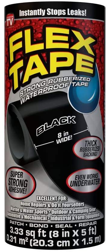 Flex Tape Rubberized Waterproof Tape, 8 Inch x 5 Feet, Black