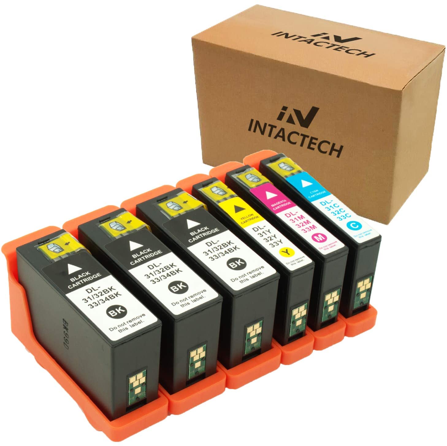 Intactech - Juego de 6 cartuchos de tinta para impresoras Dell V525w y V725w (3 negros, 1 cian, 1 magenta y 1 amarillo)