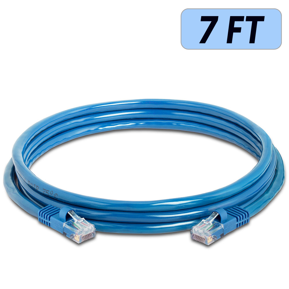 Blue CAT5e Patch Cord RJ45 Ethernet Cord Cat5e Network Wire 7 FT