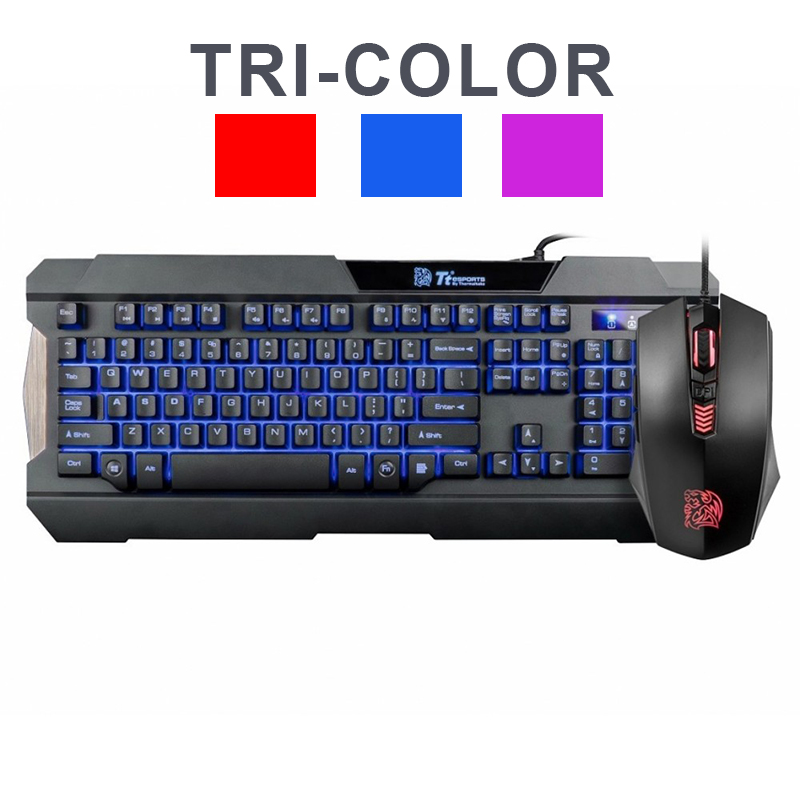 THE BD KB-CCM-PLBLSP-01 COMMANDER GAMING GEAR COMBO TRI-COLOR LED (Rojo/ Azul/ Morado)