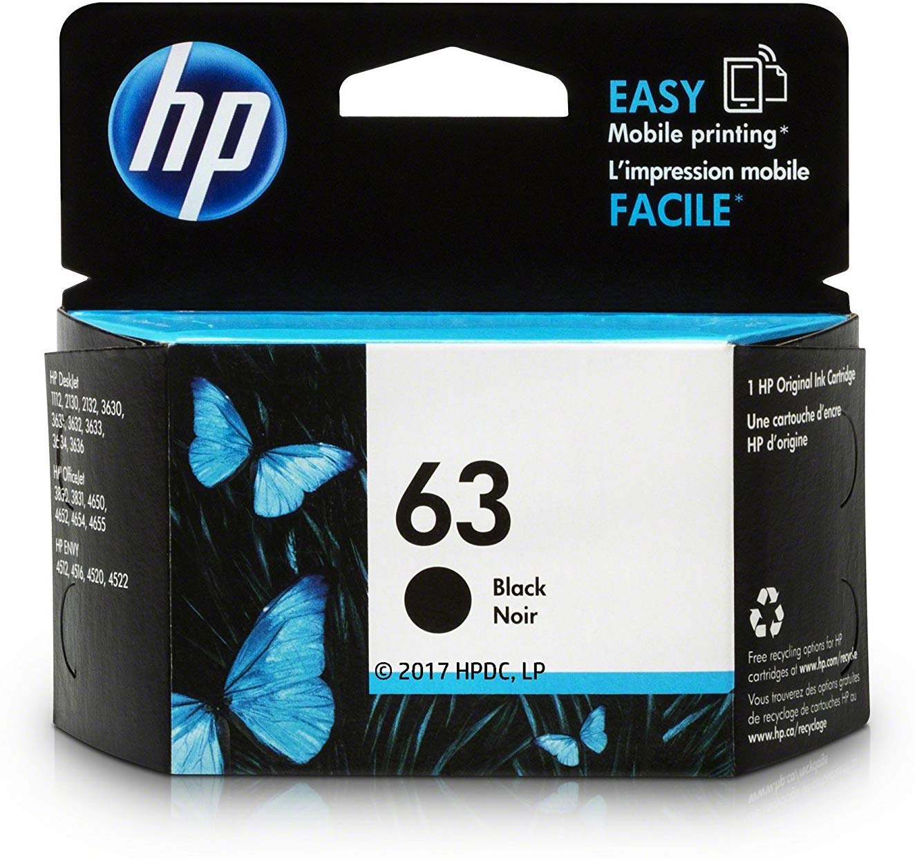 HP 63 Ink Cartridge Black Economy Size 1VV45ANl.