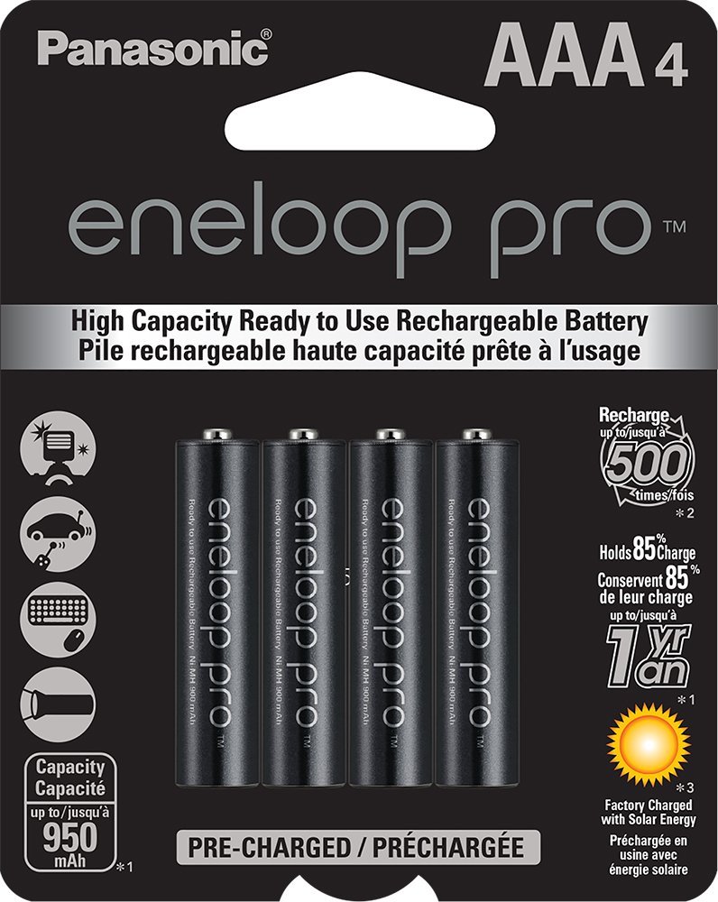 PANASONIC BK-4HCCA4BA ENELOOP PRO AAA HIGH CAPACITY Ni-MH PRE-CHARGED RECHARGEABLE BATTERIES, 4 PACK