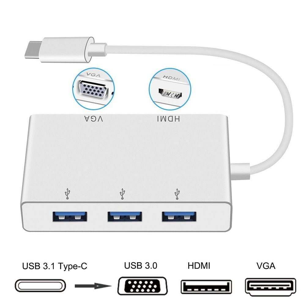 BOSCHENG USB TYPE C TO HDMI/ USB 3.0 / USB 3.1 TYPE C ADAPTER, USB 3.1 TYPE C (THUNDERBOLT 3 COMPATIBLE) USB-C 4K HDMI DIGITAL MULTIPORT ADAPTER FOR MACBOOK, CHROMEBOOK PIXEL AND MORE