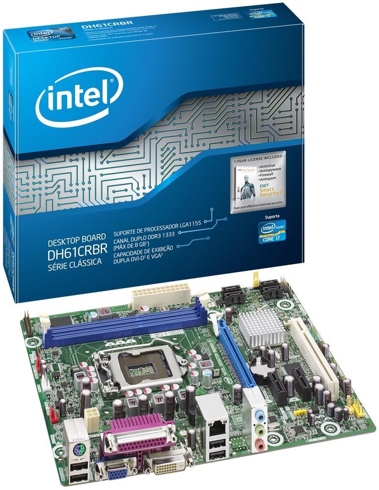 Mother Board Intel H61 Micro ATX DDR3 1333 1155 2 x 240pin DIMM DDR3 – 1333/1066/800, Dual/canal único Intel H61  2 nd Generación Intel Core i7/i5/i3 procesadores de la serie Express Chipset
