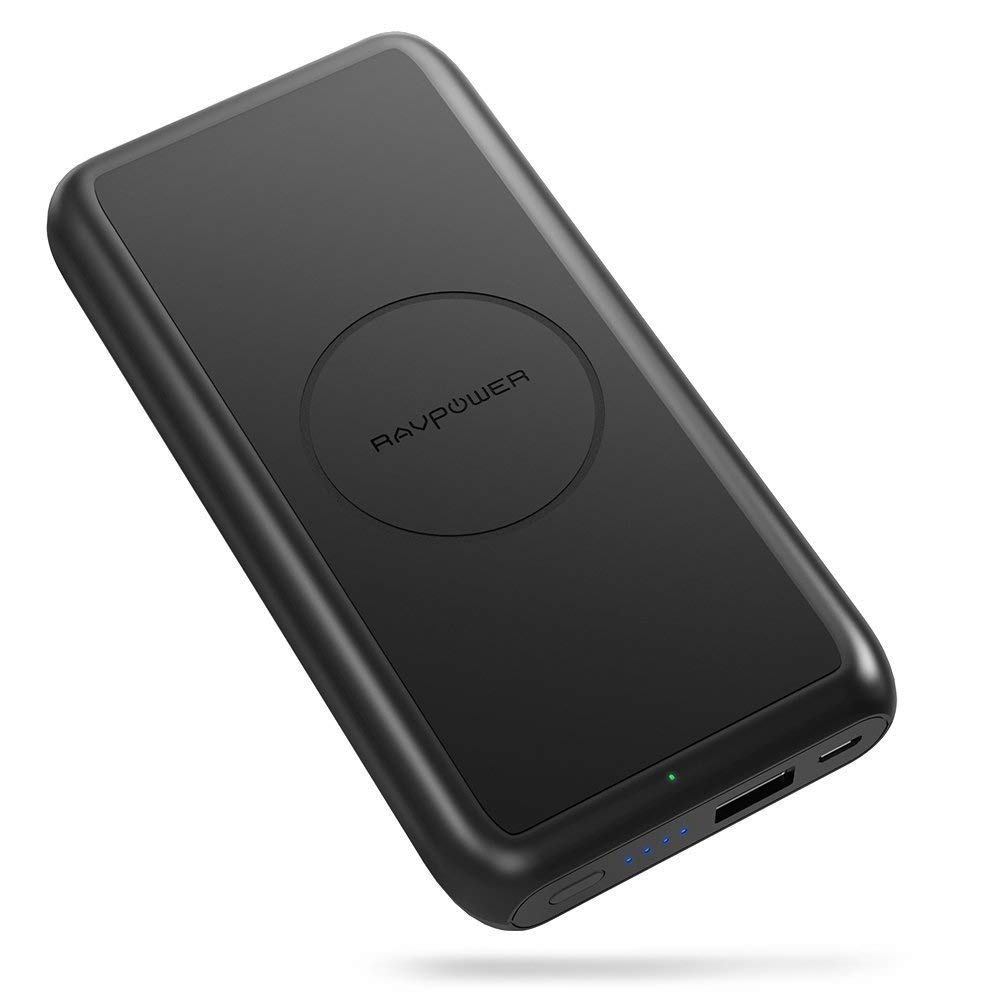 Cargador Portátil RAVPower 10000 mAh 5 W rápido carga inalámbrica Pad para Iphone X - iPhone 8-8 Plus - Qi Wireless Power Bank para s8 - S8 mas - Note8 y dispositivos compatibles con Qi.