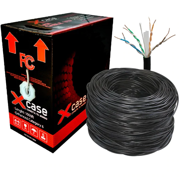CABLE DE RED NEGRO 50 METROS CAT 6, DOBLE FORRO