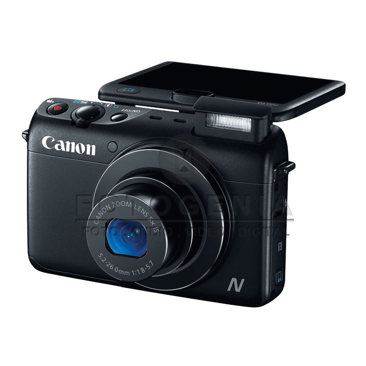 CAMARA CANON POWERSHOT N100 IS 12 MP, 5X, WI-FI,NFC, DOBLE CAMARA, V.FULLHD ,C.NEGRO.
