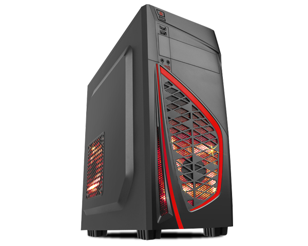 PIXXO CS CG-08R0-ROJO EAGLE WARRIOR NEGRO/ROJO Micro ATX / ATX BAHIAS 5.25 x 1(3) EXTERNO 3.5 x 3 INTERNO, SSD 2.5 EXP SLOTS 7 FAN FRONTAL 12cm LED RED