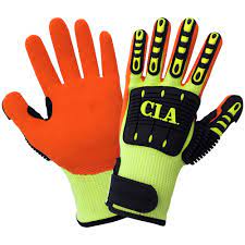 GLOBAL CIA995MFV VISE GRIPSTER HIGH-VIS A5 CUT RESISTANT NITRILE COATED IMPACT GLOVES-LG