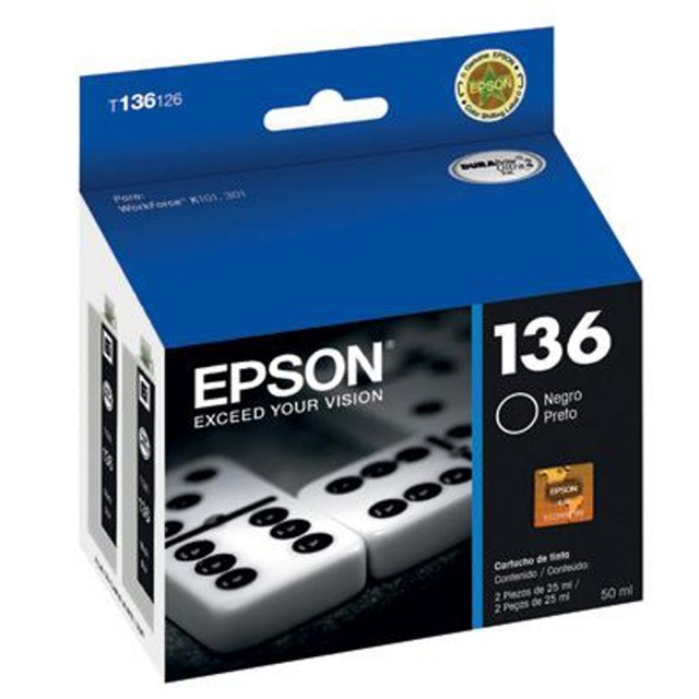 CARTUCHO EPSON MODELO 136 NEGRO, PARA WORKFORCE K101, K301