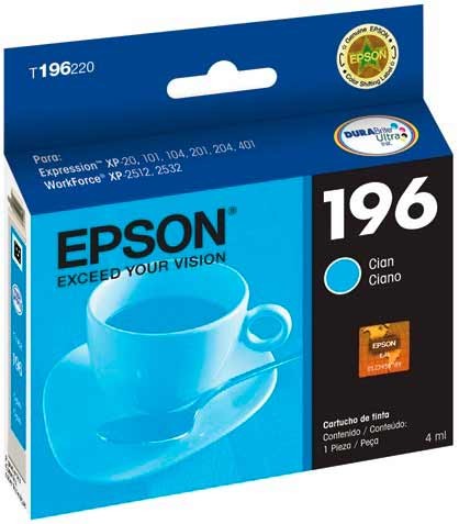 CARTUCHO EPSON MODELO 196 CYAN, PARA XP-401, WF-2532