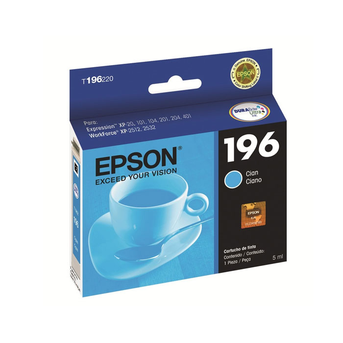 CARTUCHO EPSON  T196 CYAN PARA XP-401/411 7ML (T196220-AL)