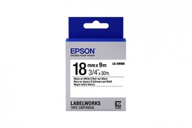 CINTA EPSON LABELWORKS STANDARD LK, NEGRO SOBRE BLANCO 18MM X 9M.