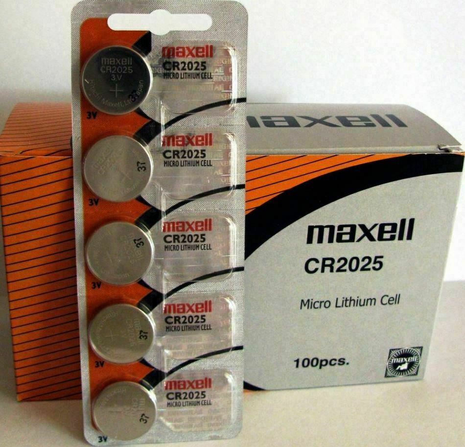 Maxell CR2025 3V Lithium Battery Hologram Packaging-Box of 100 pzs