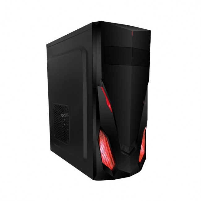PIXXO CS CG-03R3 RED EAGLE WARRIOR M-ATX, ATX BAHIAS 1 x 5.25 2 x 3.5 interna 3 x 2.5 ssd slot exp 7 Fan Frontal 120mm Led Red