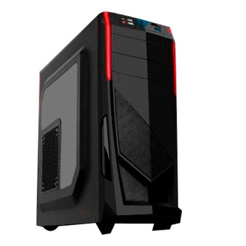 PIXXO CS CG-06R0 RED ATX / Micro ATX BahÃ­as 2 x 5.25 Ext  3 x 3.25 Int  2.5 SSD Slot Exp 7 usb 2.0 x 2 lector de Tajetas 2 en 1 FAN Frontal 12 cm (incluido) led RED
