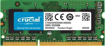 MEMORIA CRUCIAL DE 204 PINS 4 GB DDR3 1600 MT/S (PC3-12800) CL11 SODIMM 1.35 V/1.5 V PARA MAC (CT4G3S160BM)