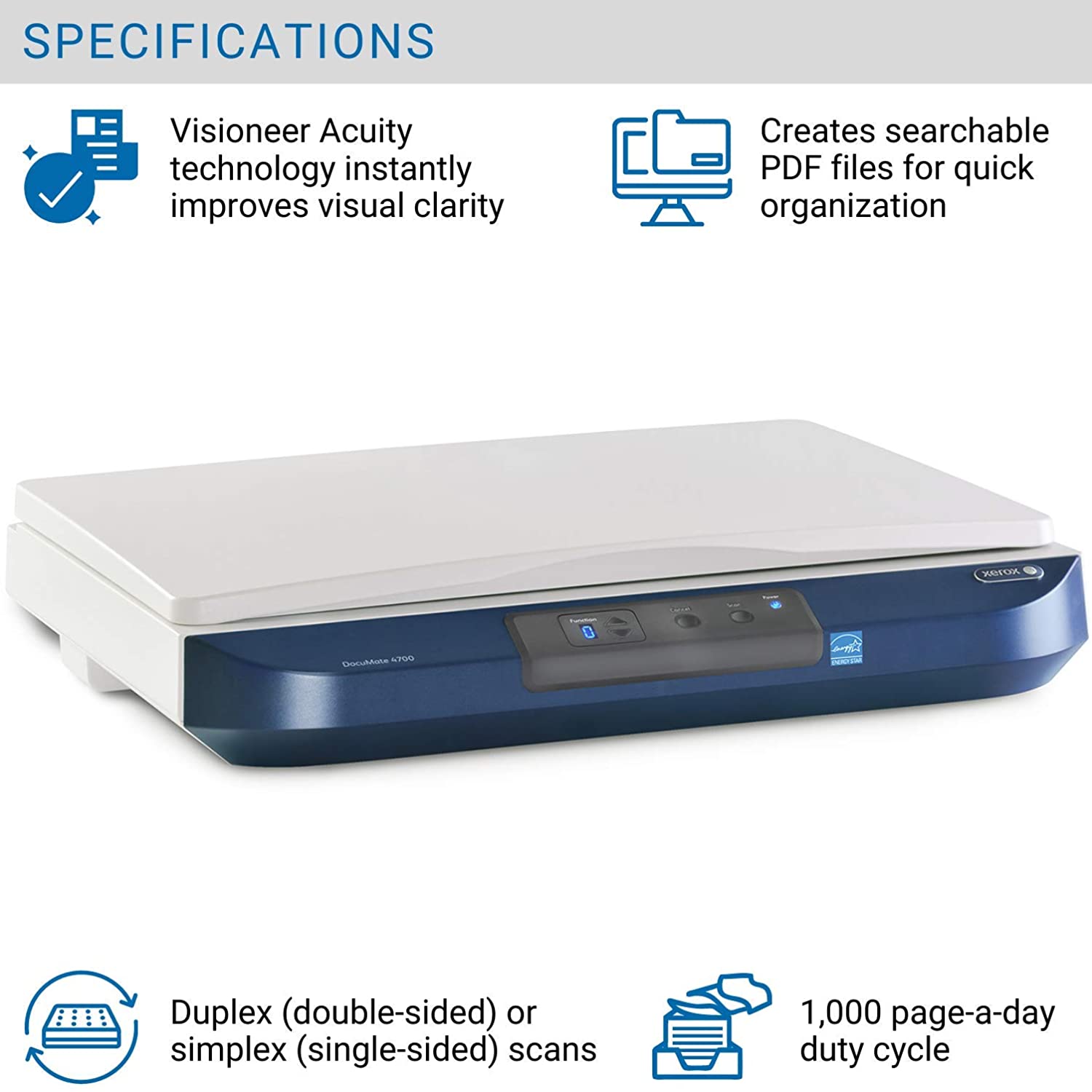 Xerox DocuMate 4700 Color Document Flatbed Scanner
