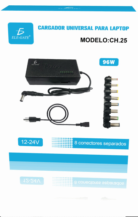 Cargador Universal Laptop Voltaje Variable 8 Puntas 12 – 24v 96w - Ch-25