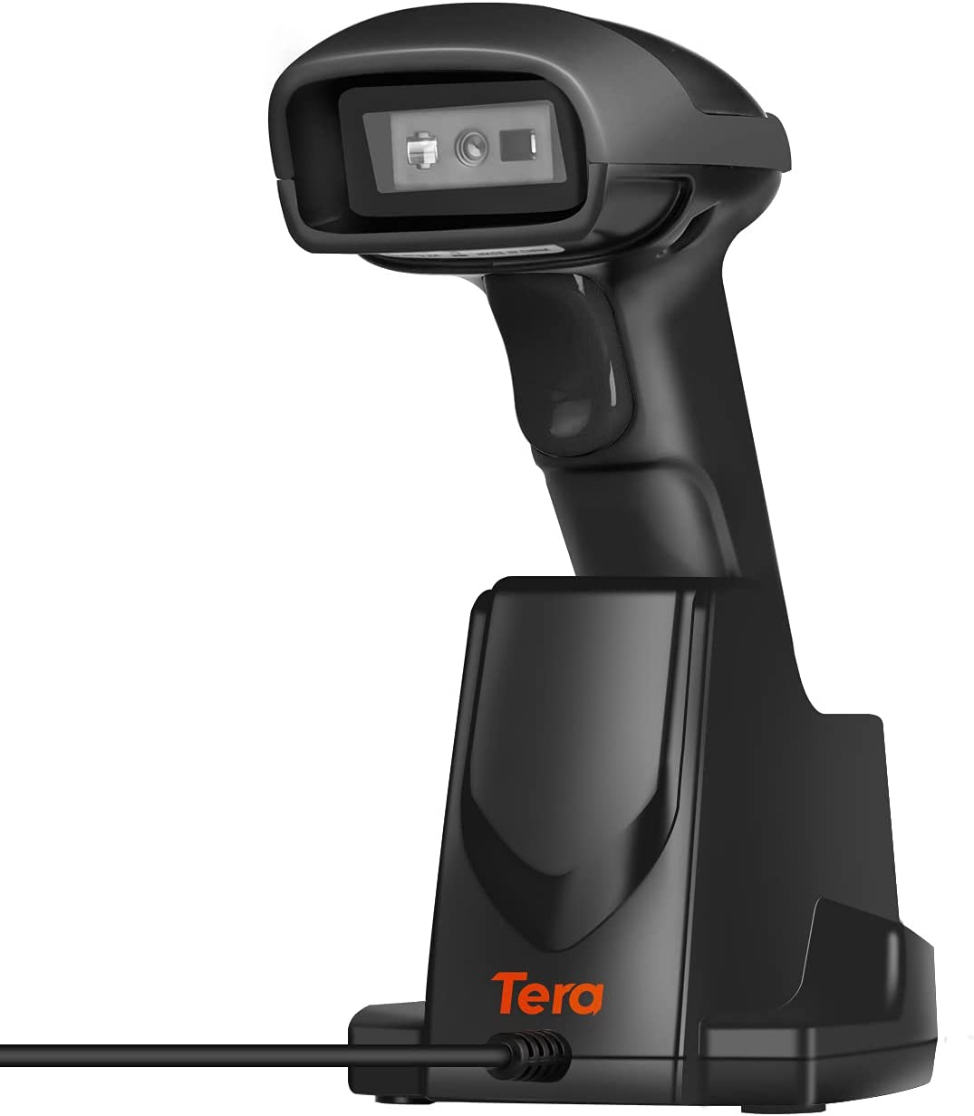 Tera Escáner de código de barras inalámbrico 1D 2D QR con base de carga USB escáner de detección automática rápido  D6100