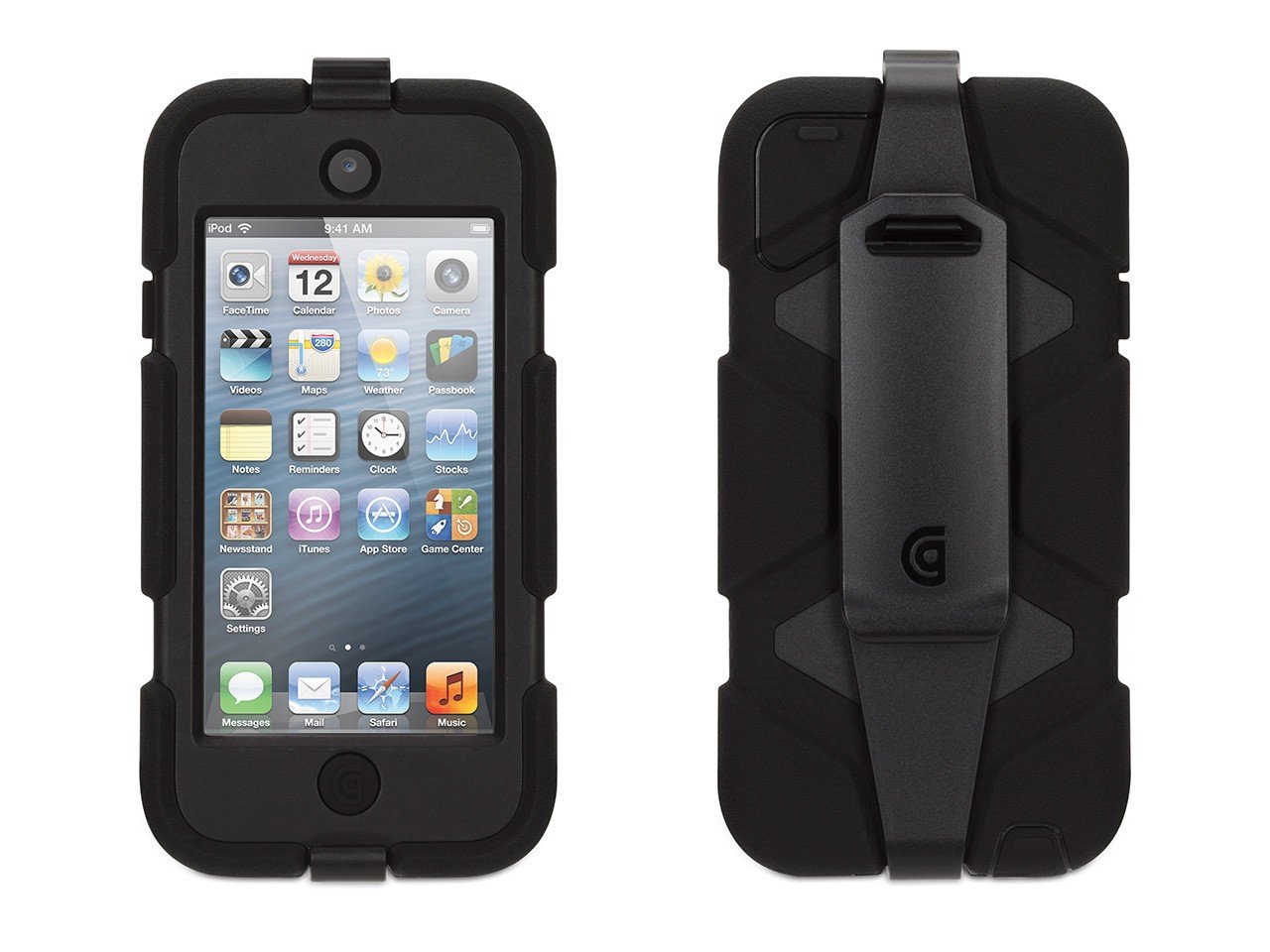 Griffin Black / Black Heavy Duty Survivor Funda con clip para cinturón para iPod touch (5ta / 6ta generación) - Estuche de servicio extremo
