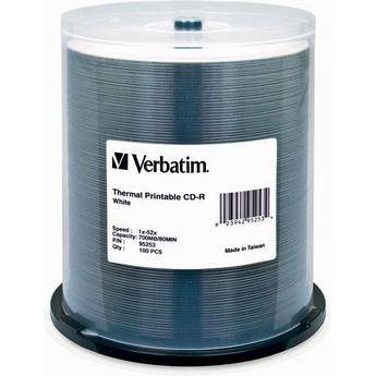 Verbatim CD-R 700MB, 80 minutos 52x disco compacto de grabación térmica blanca imprimible (paquete de 100)