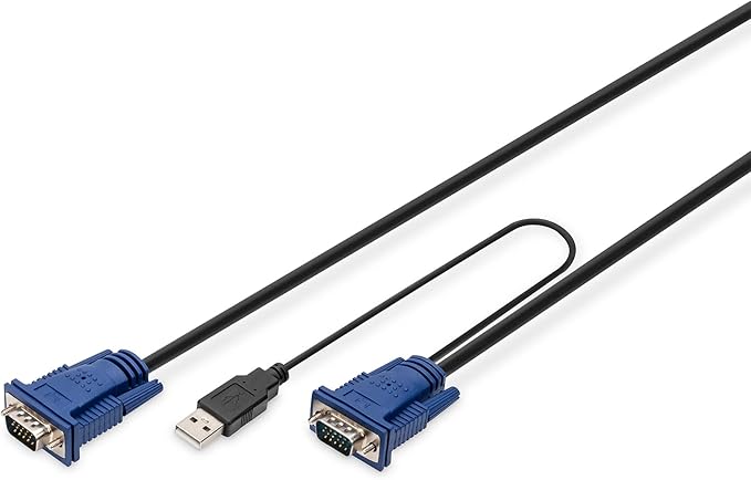 Digitus DS-19231 Cable para Video, Teclado y ratón (KVM) - Switch KVM (USB, PS/2, PS/2, VGA, Negro)