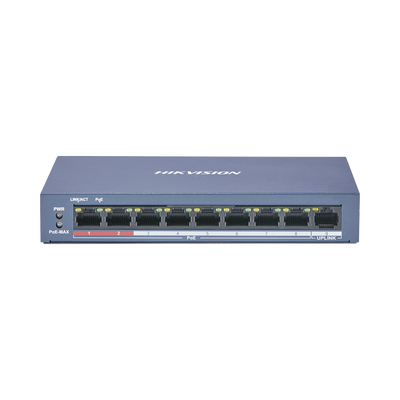 Switch PoE+ / No Administrable / 8 Puertos 10/100 Mbps PoE+ / 1 Puerto 100 Mbps Uplink / PoE hasta 250 metros / 60 W