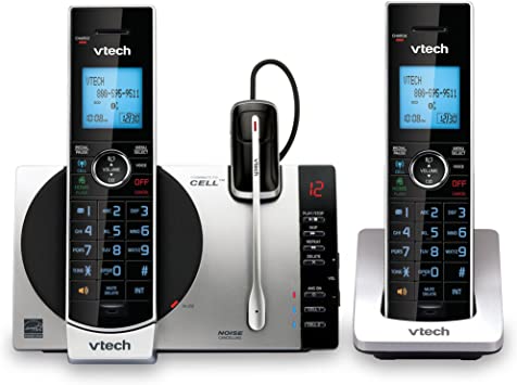 VTECH DS6771-3 DECT 6.0, TELÃ‰FONO INALÃMBRICO DESPLEGABLE CON CONEXIÃ“N A CELL, SIRI Y GOOGLE NOW ACCESS, PLATEADONEGRO, 2 TELÃ‰FONOS INALÃMBRICOS Y 1 AUDÃFONO INALÃMBRICO