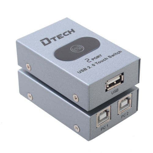 DTECH 2 Port USB B Printer Switch Box USB 2/0 Hub Switcher PCs Sharing 1 Scanner