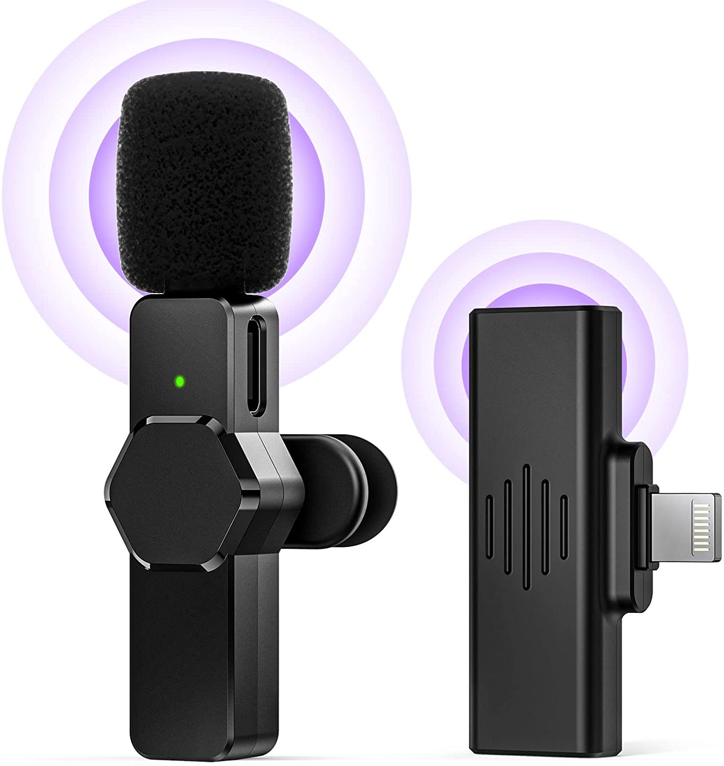 JSSEVN Wireless Lavalier Microphone Compatible with iPhone iPad, Plug-Play Wireless Mic for Recording, YouTube, TikTok, Facebook Live Stream, Noise Reduction Auto-Sync (NO APP or Bluetooth Needed).