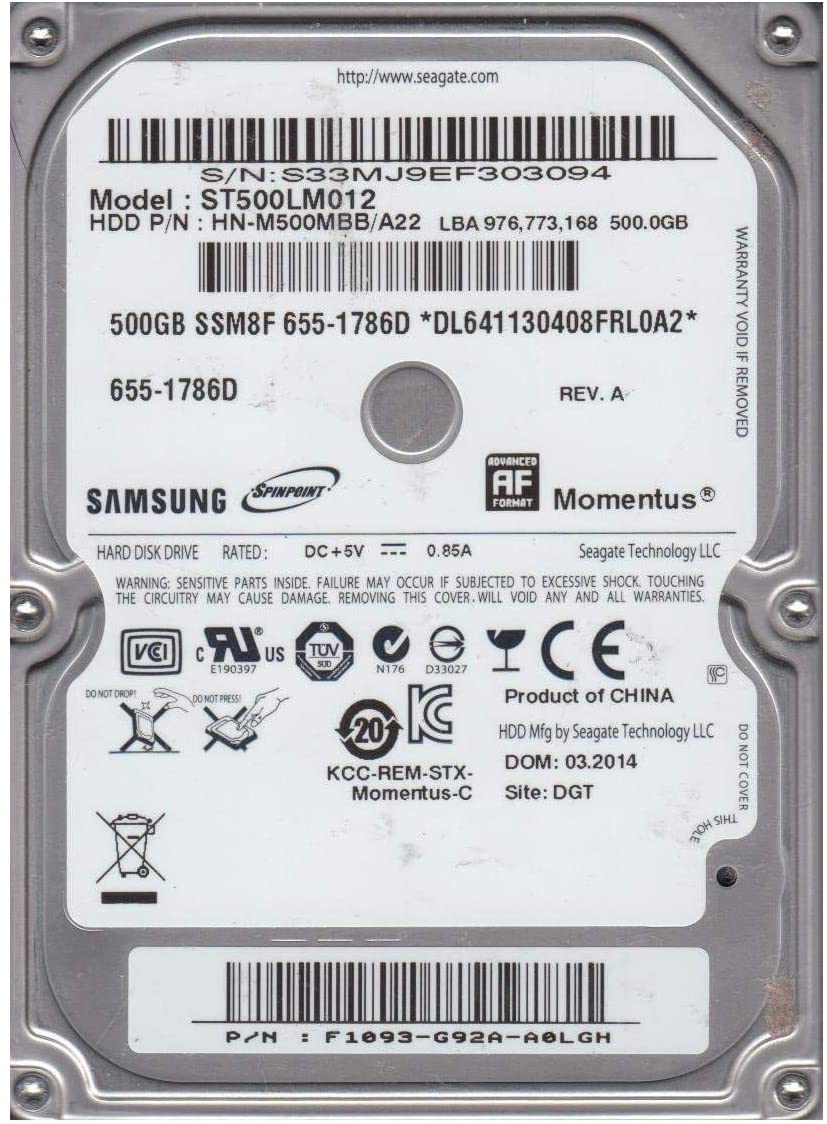 St500lm012 Seagate 500Gb 5400Rpm Sata-300 2.5Inch 8Mb